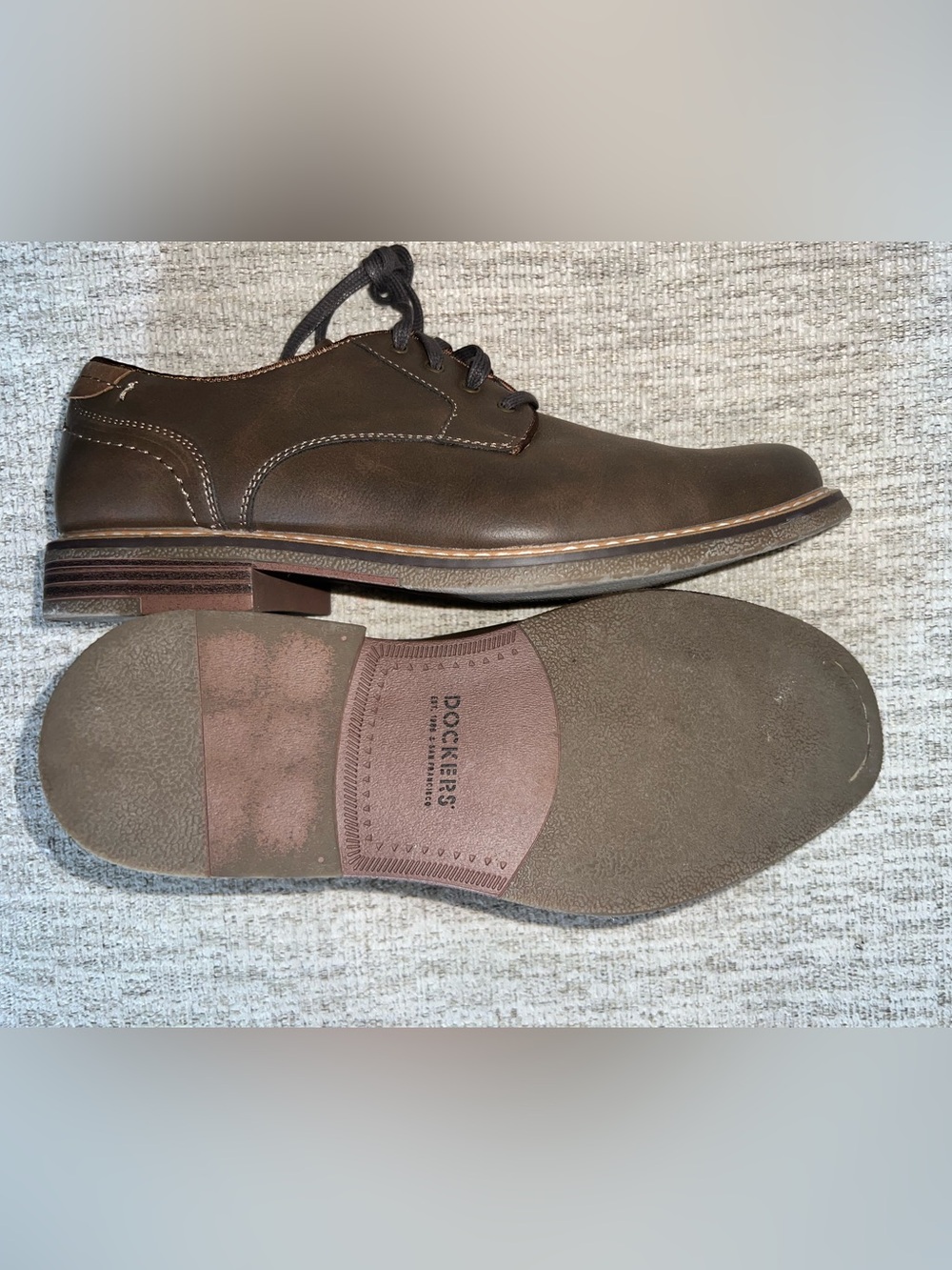 Dockers Brown Faux Leather Bronson Rugged Oxford Dress Shoes | Men’s Size 8.5